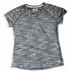 RBX Performance  Women’s Athletic Striped Gym Hiking TShirt Black Gorpcore Large